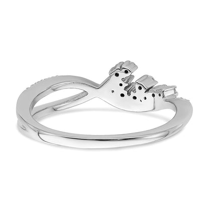 14K Weißgold Ring mit Poliertem Fancy Florina Wellendesign und Echten Diamanten