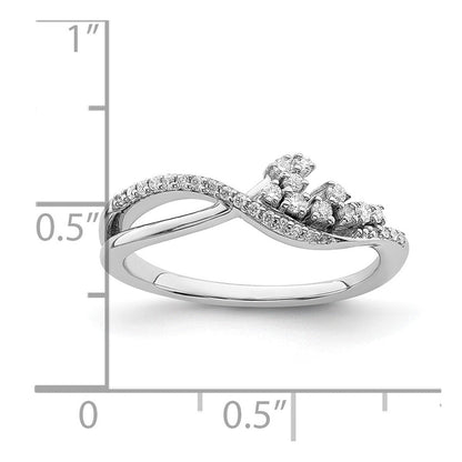 14K Weißgold Ring mit Poliertem Fancy Florina Wellendesign und Echten Diamanten