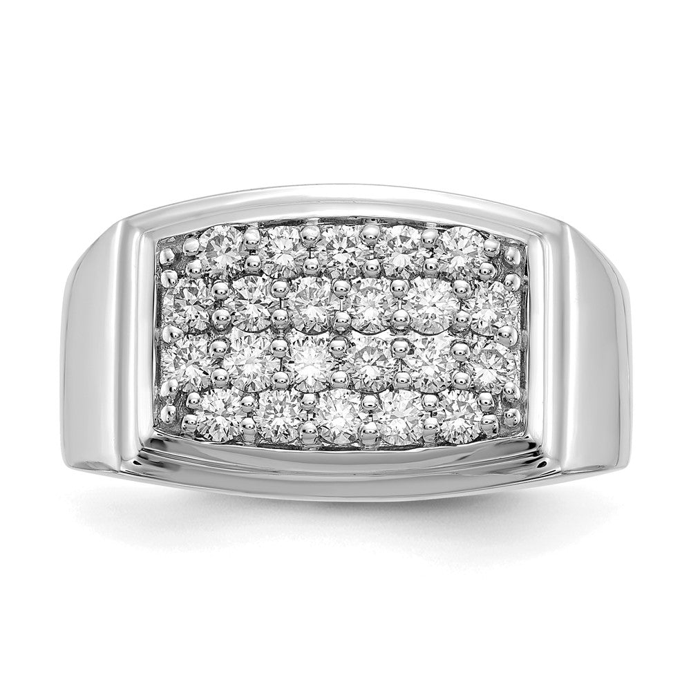 10K Weißgold Herrenring mit 1 ct. im Labor gezüchteten Diamanten VS/SI+ G+ im Cluster-Design