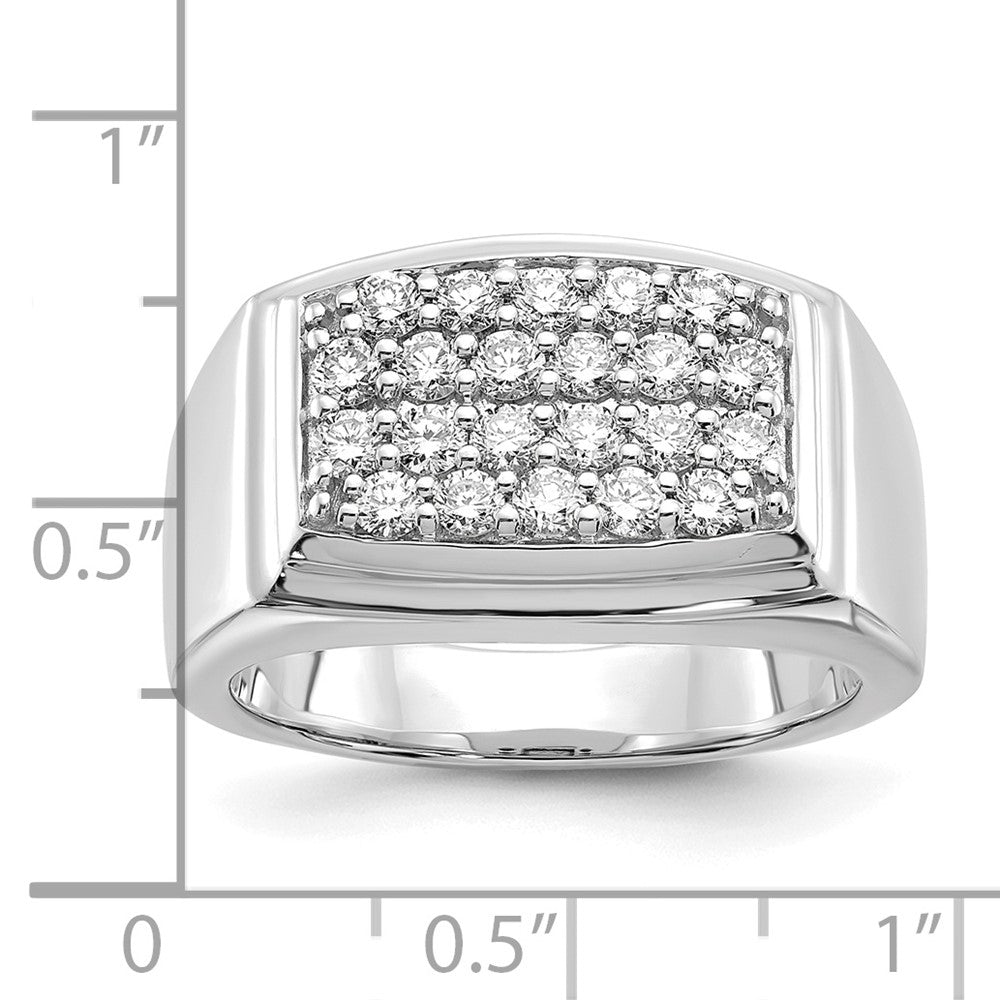 10K Weißgold Herrenring mit 1 ct. im Labor gezüchteten Diamanten VS/SI+ G+ im Cluster-Design