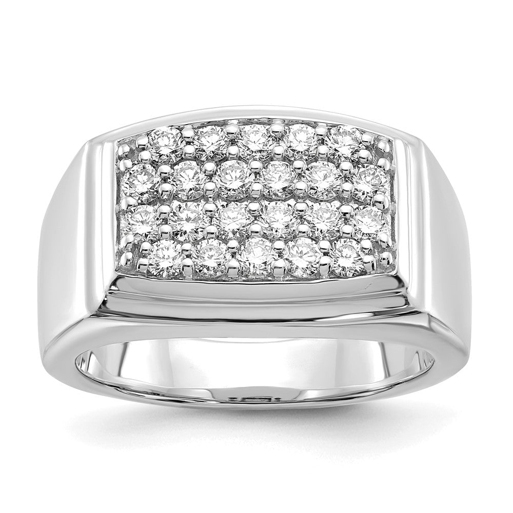 10K Weißgold Herrenring mit 1 ct. im Labor gezüchteten Diamanten VS/SI+ G+ im Cluster-Design
