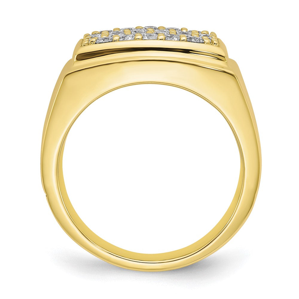 10K Gelbgold Herrenring mit 1 ct. laborgezüchteten Diamanten VS/SI+ G+ im Cluster-Design