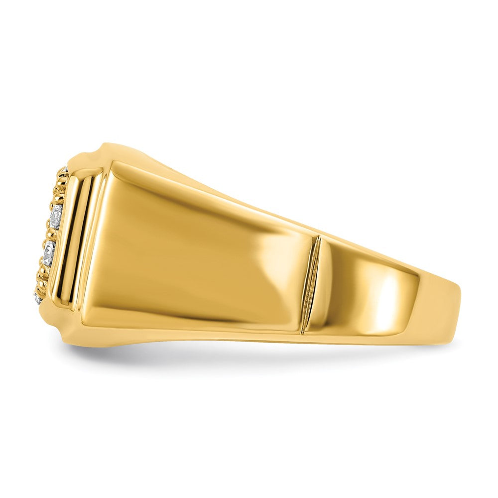 10K Gelbgold Herrenring mit 1 ct. laborgezüchteten Diamanten VS/SI+ G+ im Cluster-Design