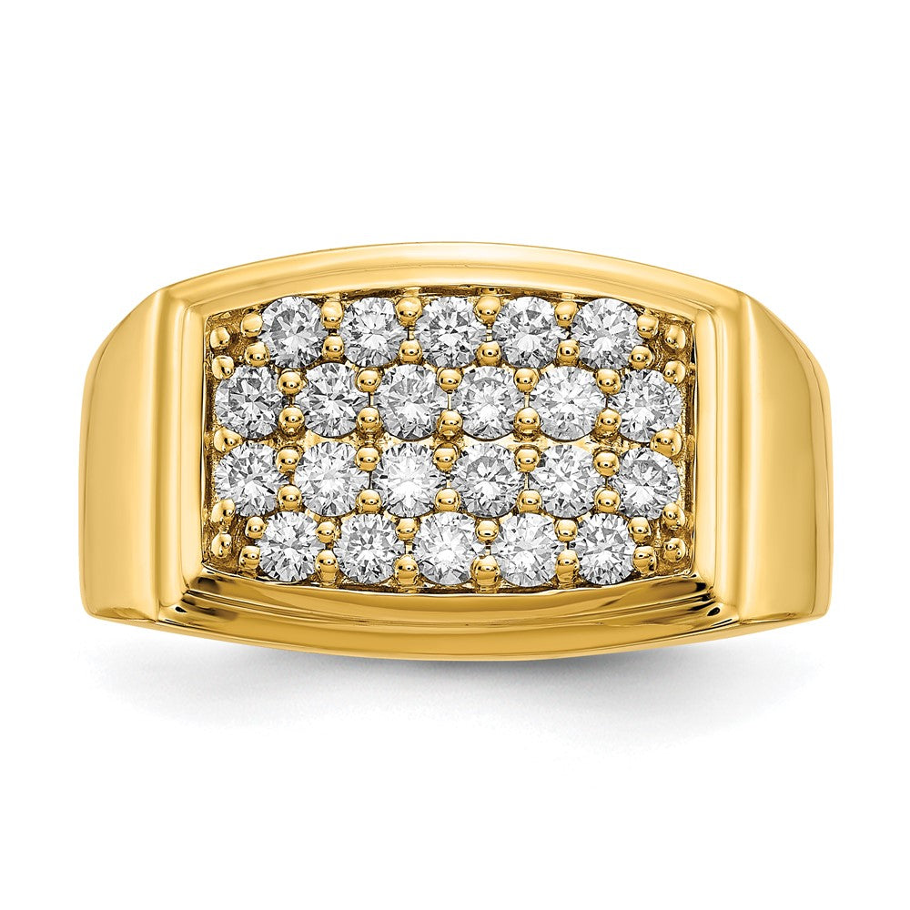 10K Gelbgold Herrenring mit 1 ct. laborgezüchteten Diamanten VS/SI+ G+ im Cluster-Design