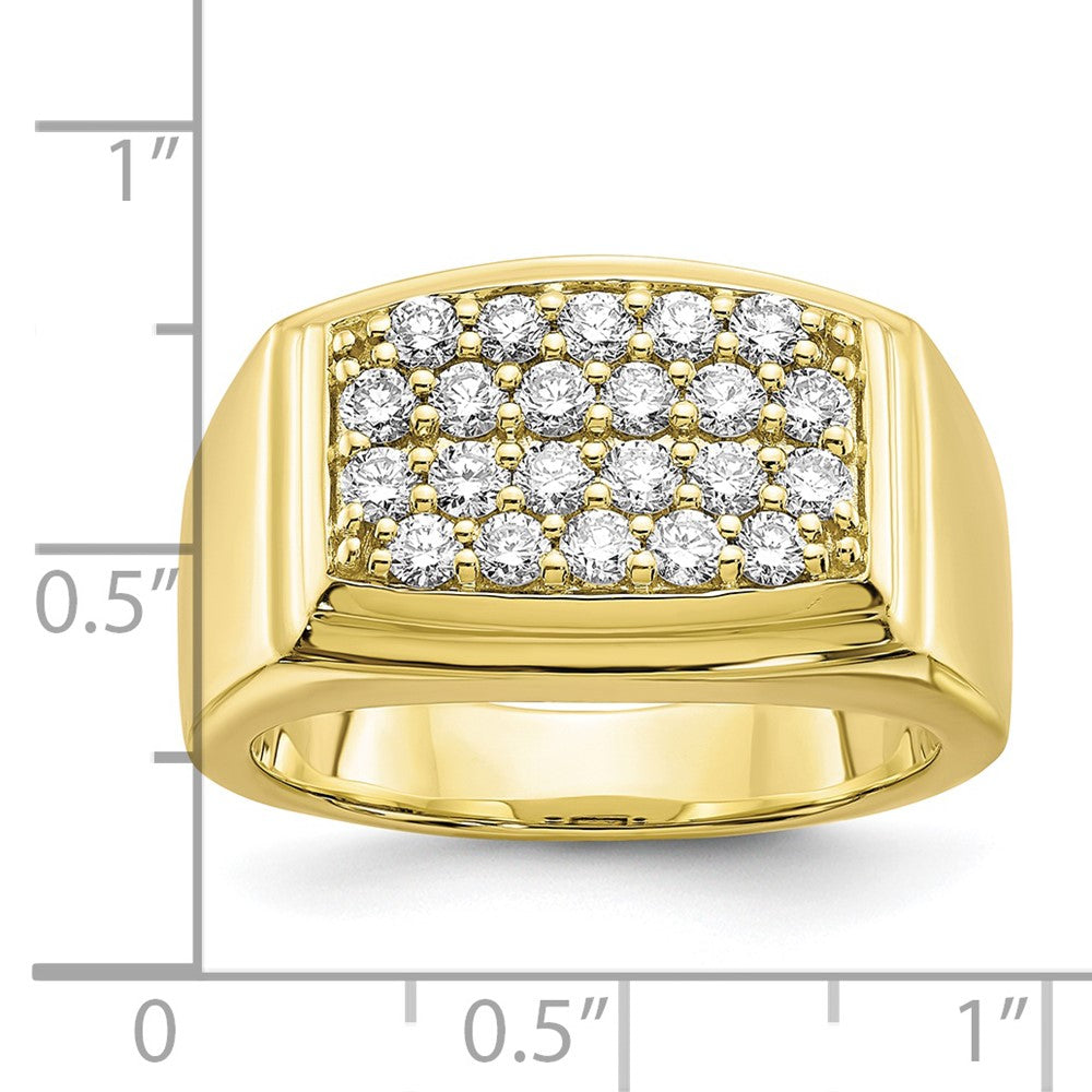 10K Gelbgold Herrenring mit 1 ct. laborgezüchteten Diamanten VS/SI+ G+ im Cluster-Design