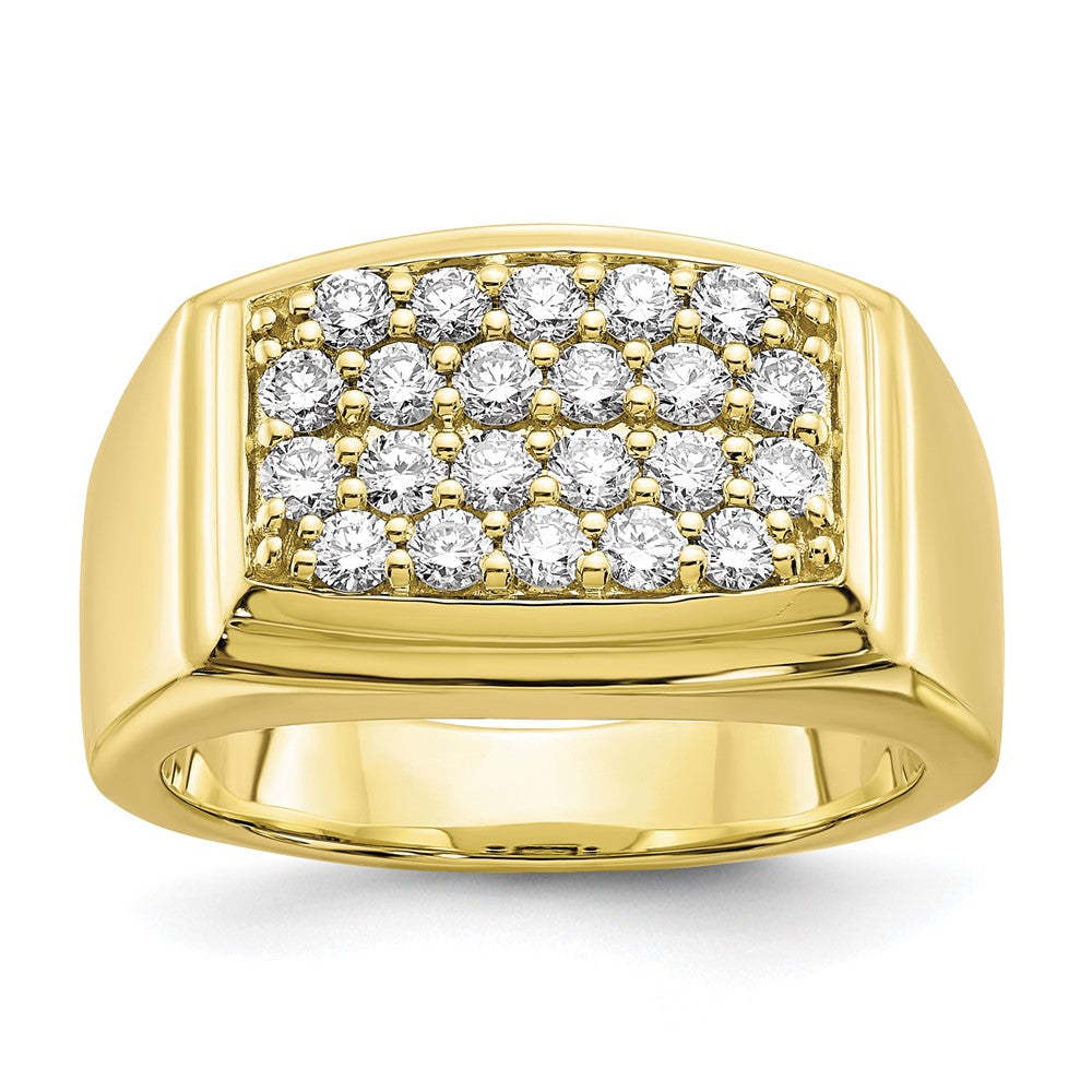 10K Gelbgold Herrenring mit 1 ct. laborgezüchteten Diamanten VS/SI+ G+ im Cluster-Design
