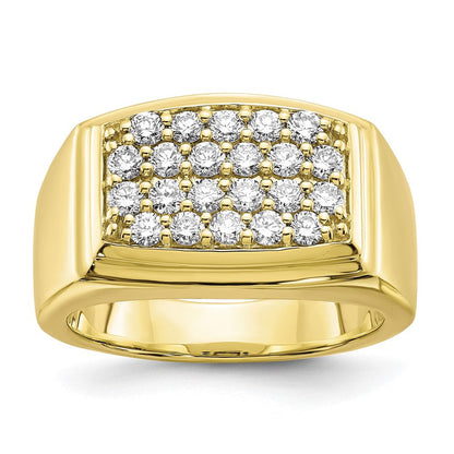 10K Gelbgold Herrenring mit 1 ct. laborgezüchteten Diamanten VS/SI+ G+ im Cluster-Design