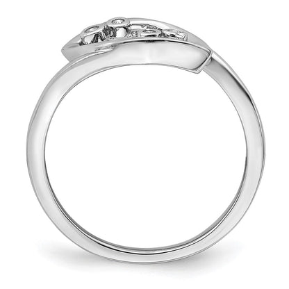 14K Weißgold Ring mit Diamanten, poliert, Fantasie-Design