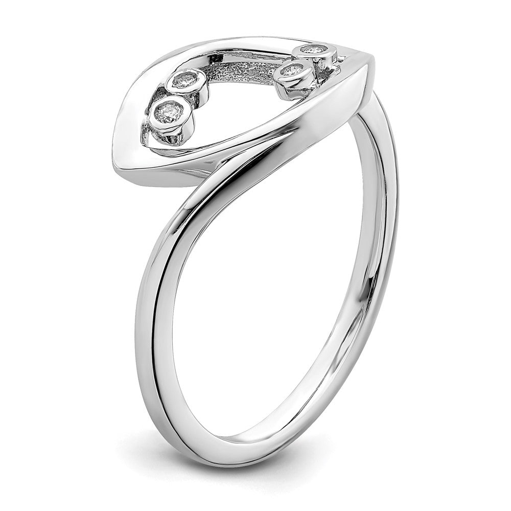 14K Weißgold Ring mit Diamanten, poliert, Fantasie-Design