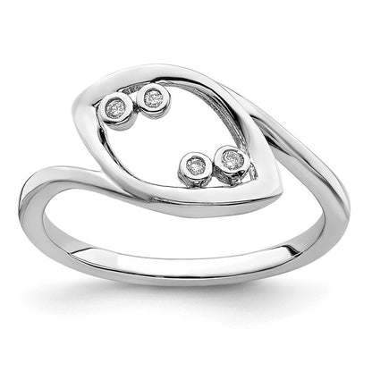 14K Weißgold Ring mit Diamanten, poliert, Fantasie-Design