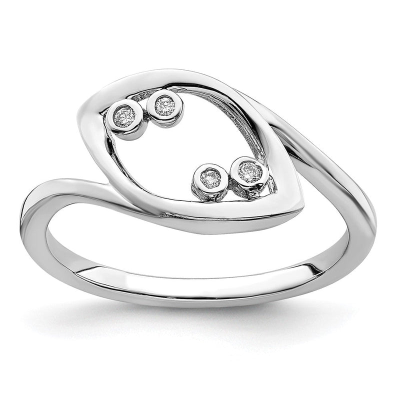 14K Weißgold Ring mit Diamanten, poliert, Fantasie-Design