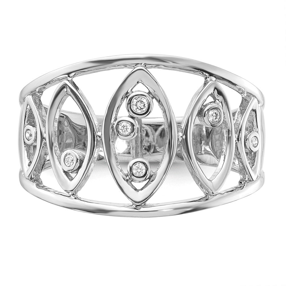 14K Weißgold Ring mit poliertem Fantasie-Diamant