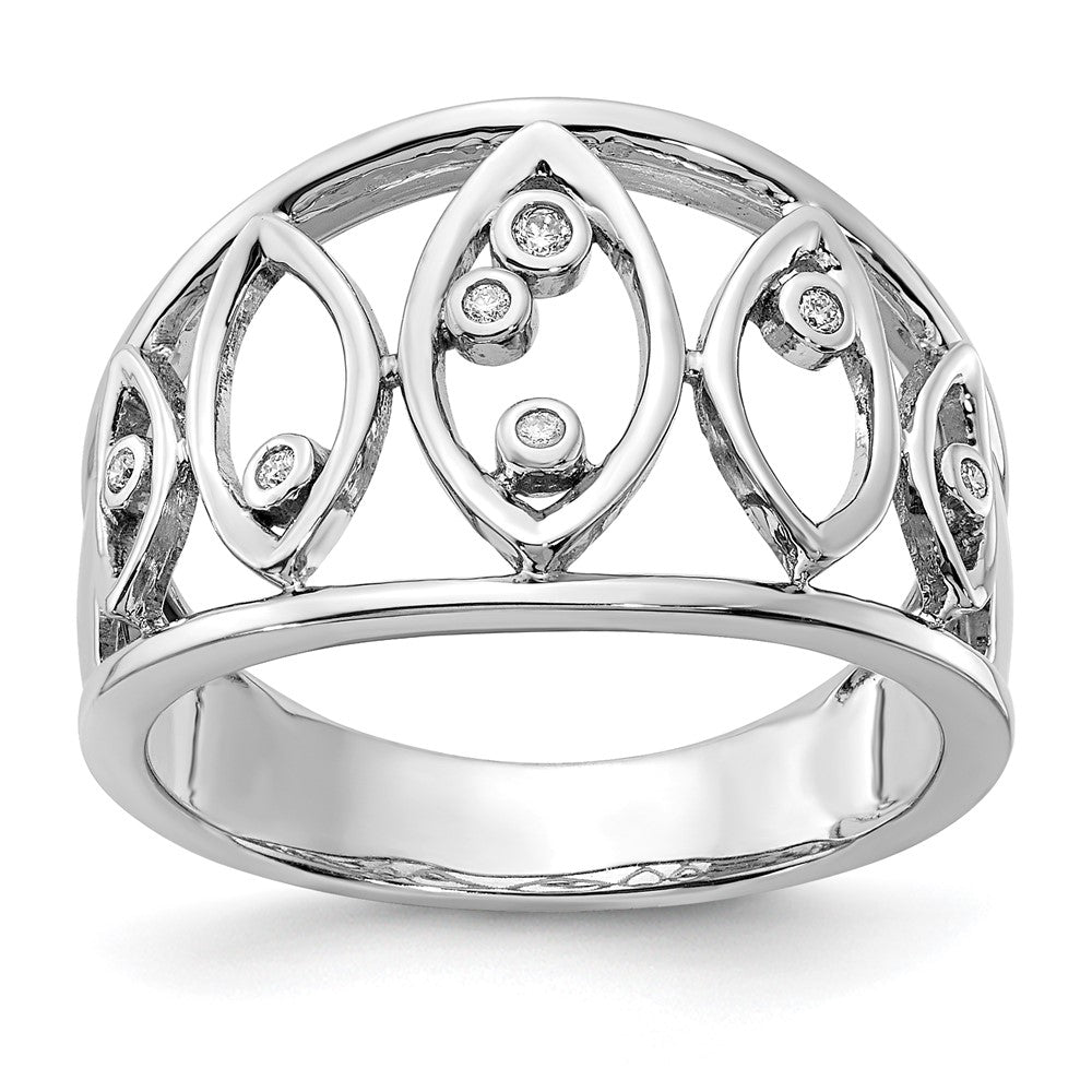 14K Weißgold Ring mit poliertem Fantasie-Diamant