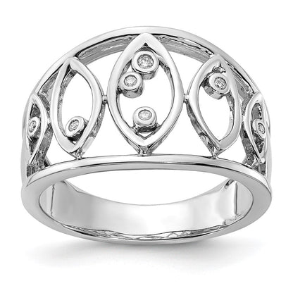 14K Weißgold Ring mit poliertem Fantasie-Diamant