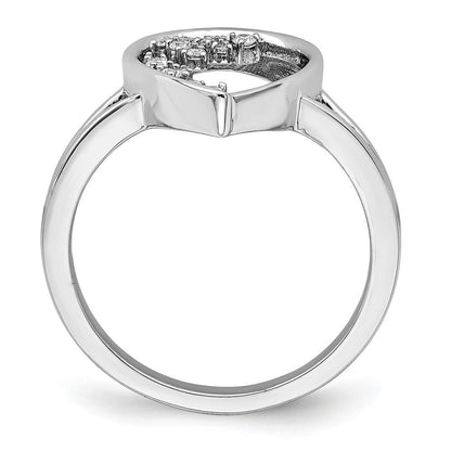 14K Weißgold Polierter Tropfen Ring mit echten Diamanten