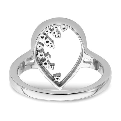 14K Weißgold Polierter Tropfen Ring mit echten Diamanten