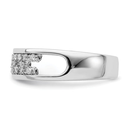 14K Weißgold poliert Fancy echter Diamant Ring