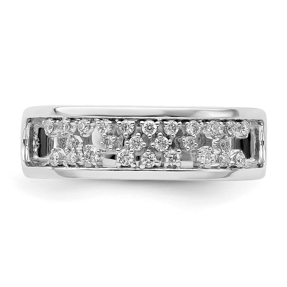 14K Weißgold poliert Fancy echter Diamant Ring