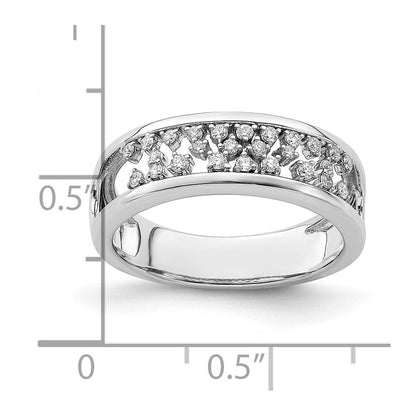 14K Weißgold poliert Fancy echter Diamant Ring