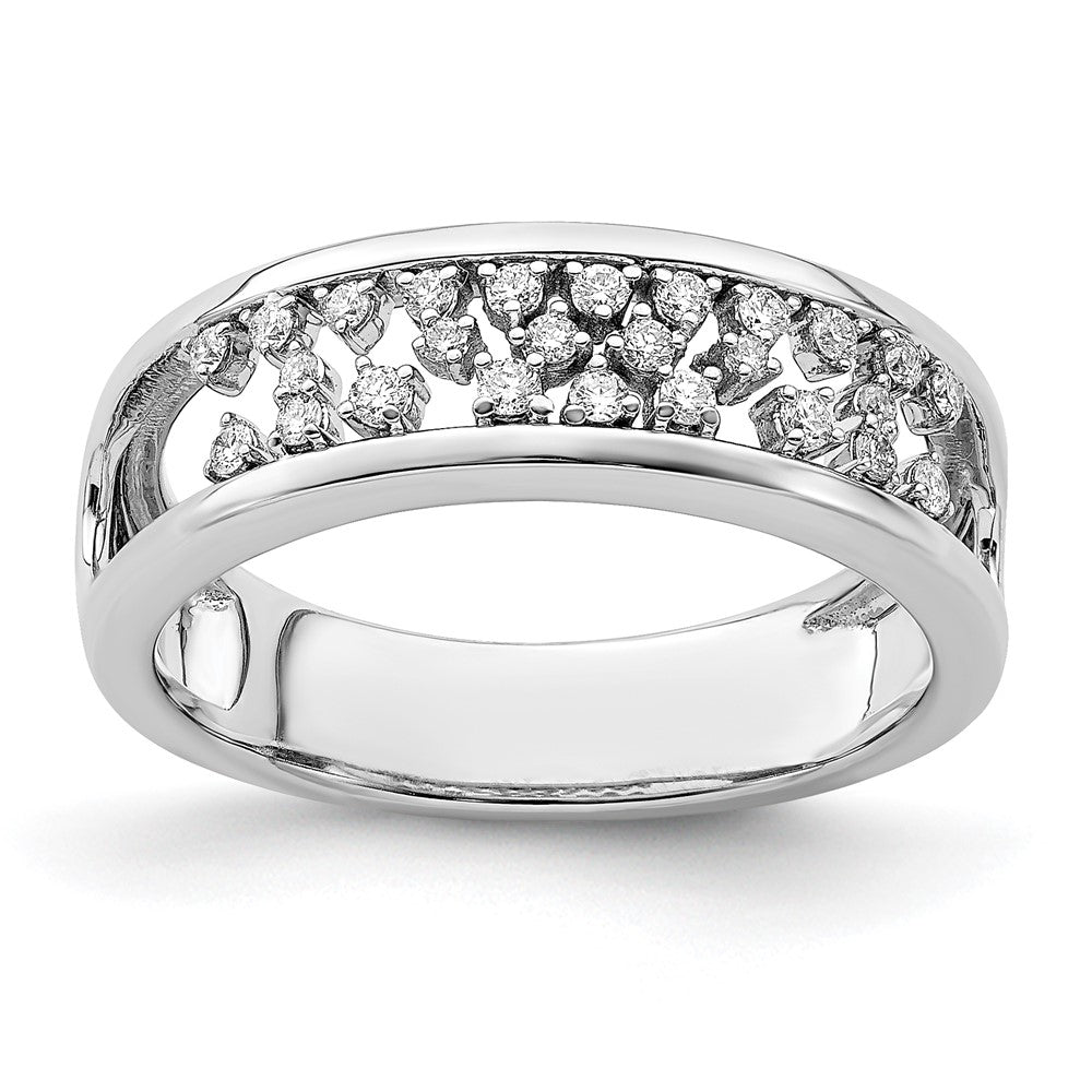 14K Weißgold poliert Fancy echter Diamant Ring