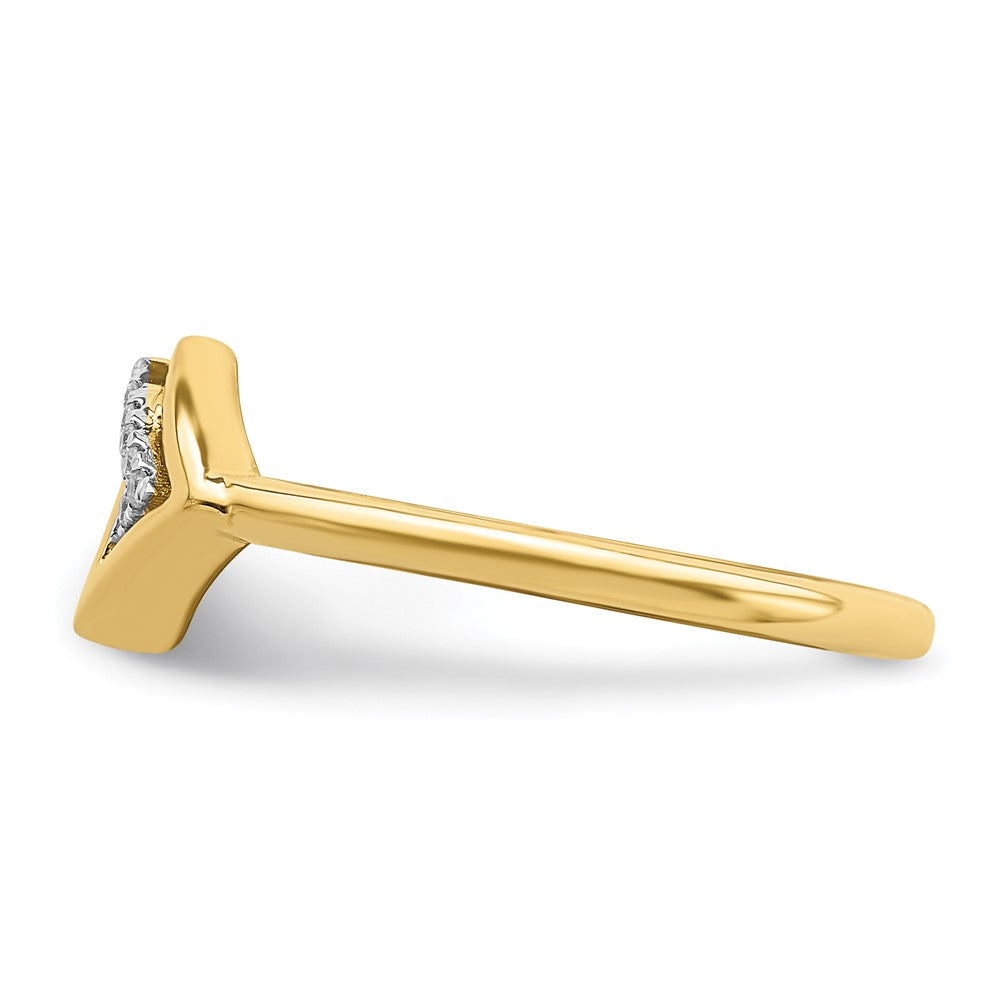 14K Gelbgold Ring mit poliertem Doppel-Dreieck-Design und echten Diamanten