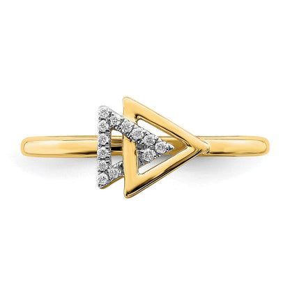 14K Gelbgold Ring mit poliertem Doppel-Dreieck-Design und echten Diamanten