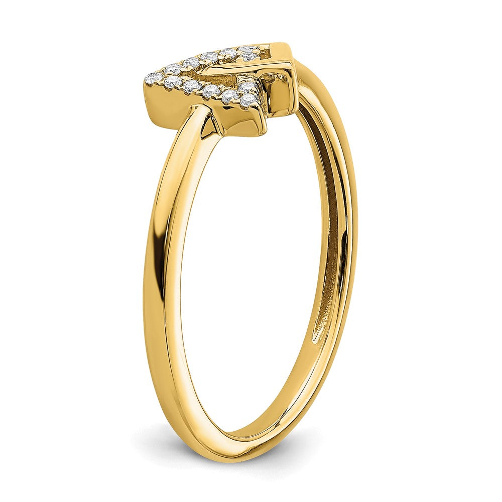 14K Gelbgold Ring mit poliertem Doppel-Dreieck-Design und echten Diamanten