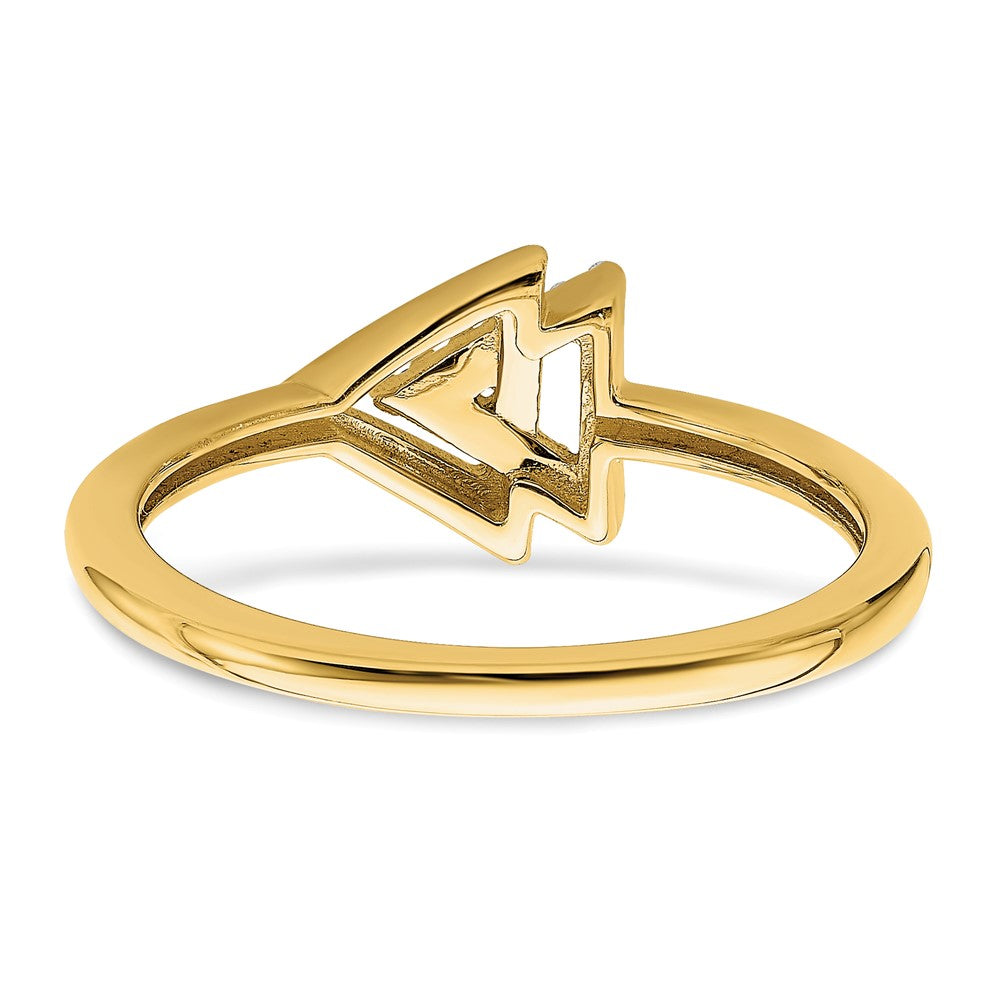14K Gelbgold Ring mit poliertem Doppel-Dreieck-Design und echten Diamanten