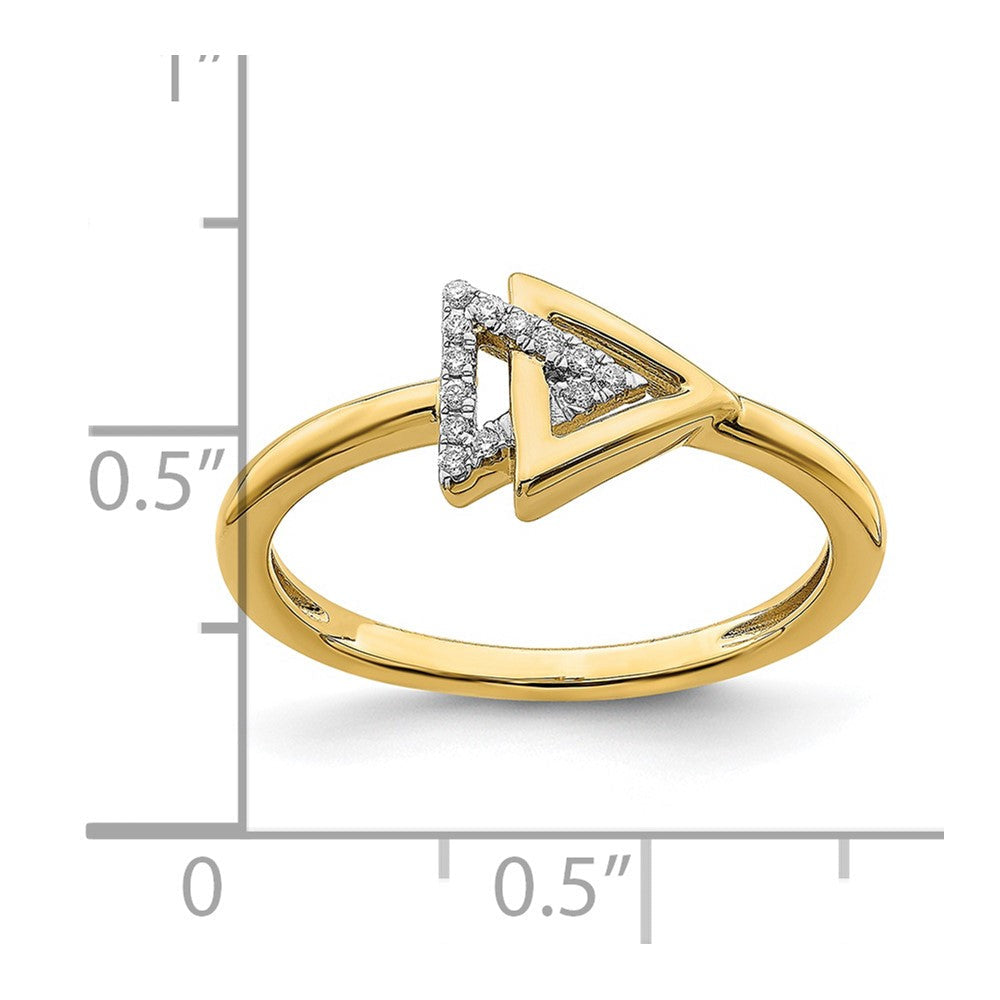14K Gelbgold Ring mit poliertem Doppel-Dreieck-Design und echten Diamanten