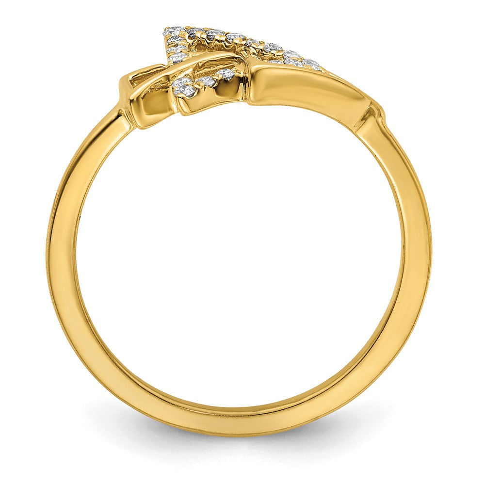 14K Gelbgold Poliert Dreifach-Dreieck-Ring mit echten Diamanten