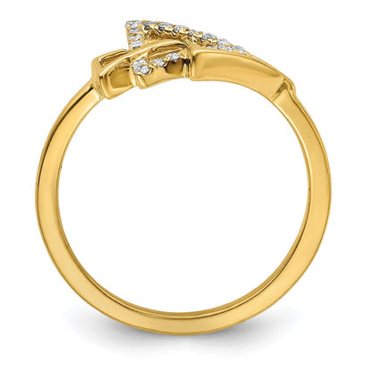 14K Gelbgold Poliert Dreifach-Dreieck-Ring mit echten Diamanten