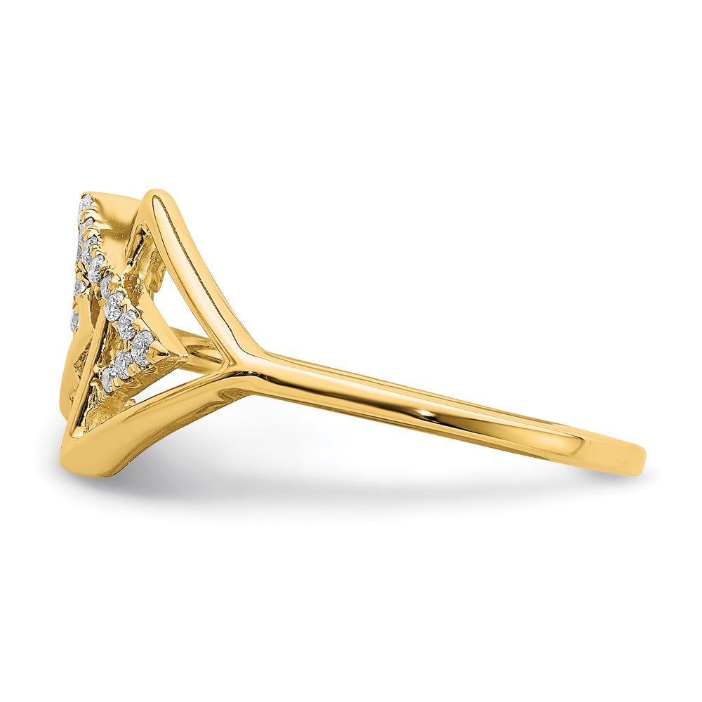 14K Gelbgold Poliert Dreifach-Dreieck-Ring mit echten Diamanten