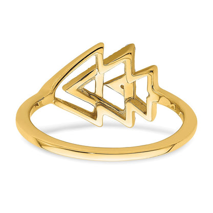 14K Gelbgold Poliert Dreifach-Dreieck-Ring mit echten Diamanten