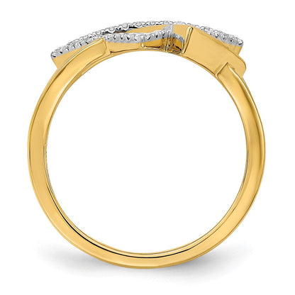 14K Gelbgold Polierter Doppel-Dreieck Ring mit echten Diamanten