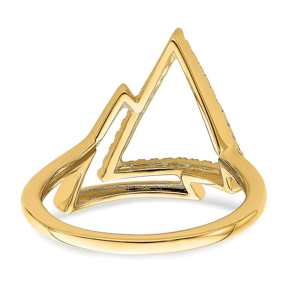 14K Gelbgold Ring mit poliertem Doppel-Dreieck-Design und echten Diamanten
