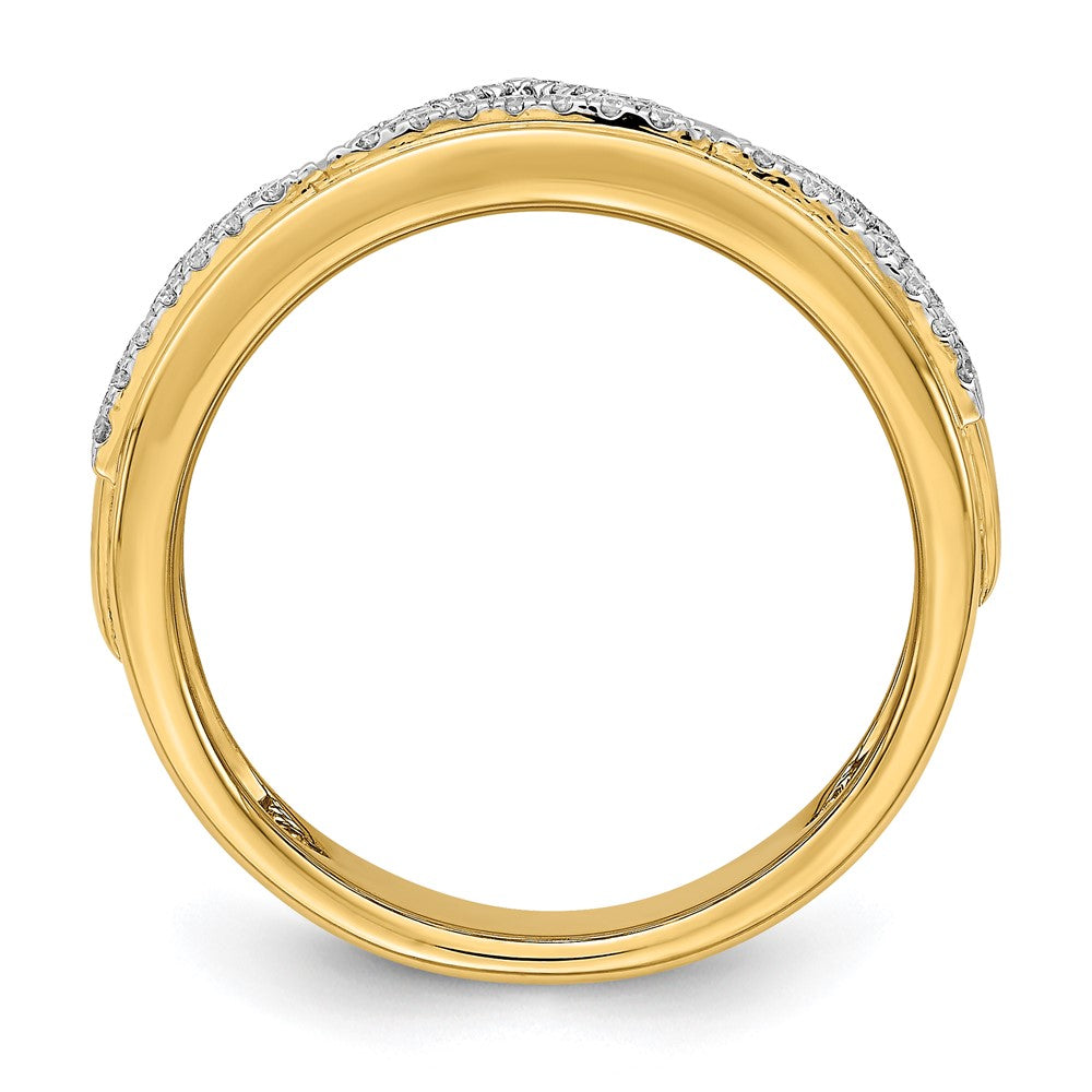 14K Gelbgold Polierter Dreieck-Ring mit echten Diamanten