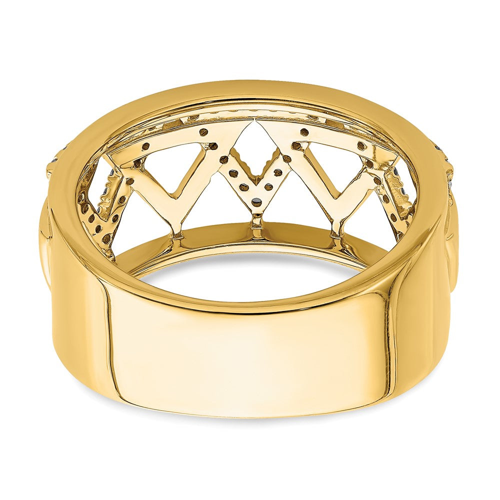 14K Gelbgold Polierter Dreieck-Ring mit echten Diamanten