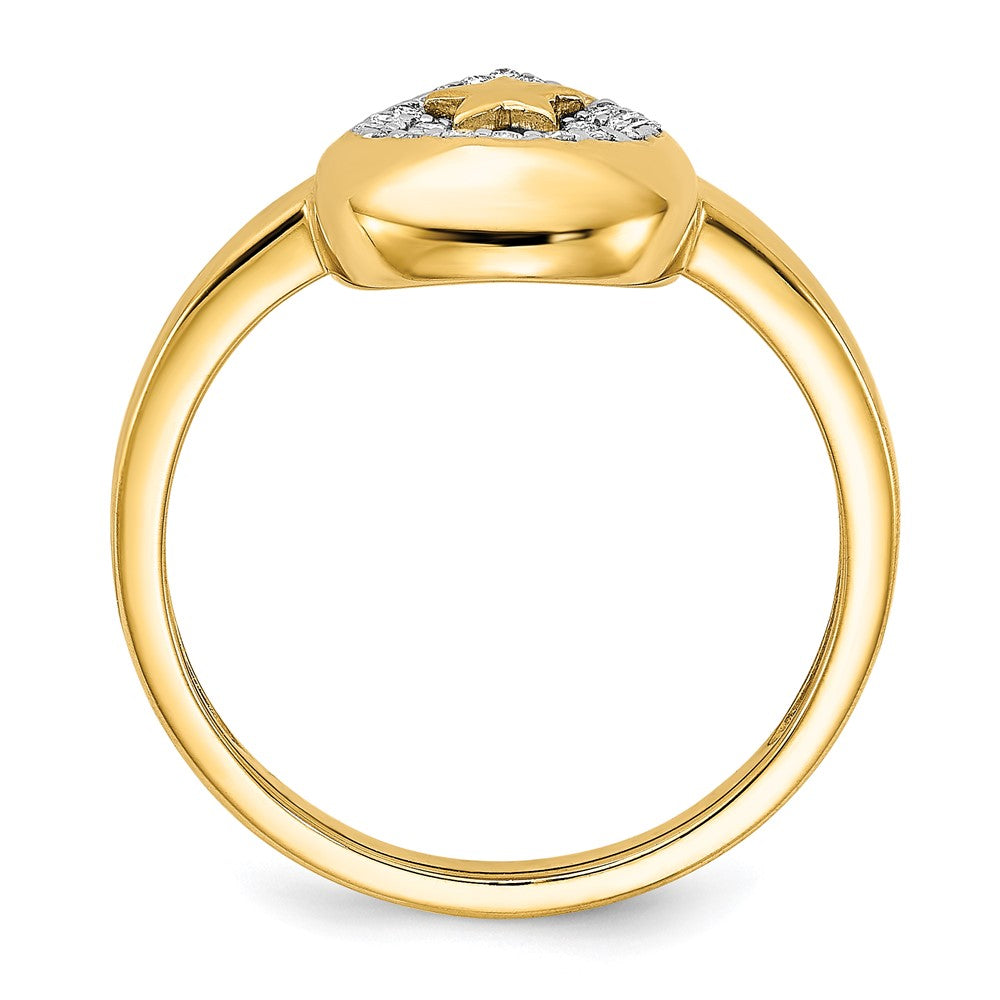 14K Gelbgold Ring poliert, Tropfen mit Stern, echten Diamanten