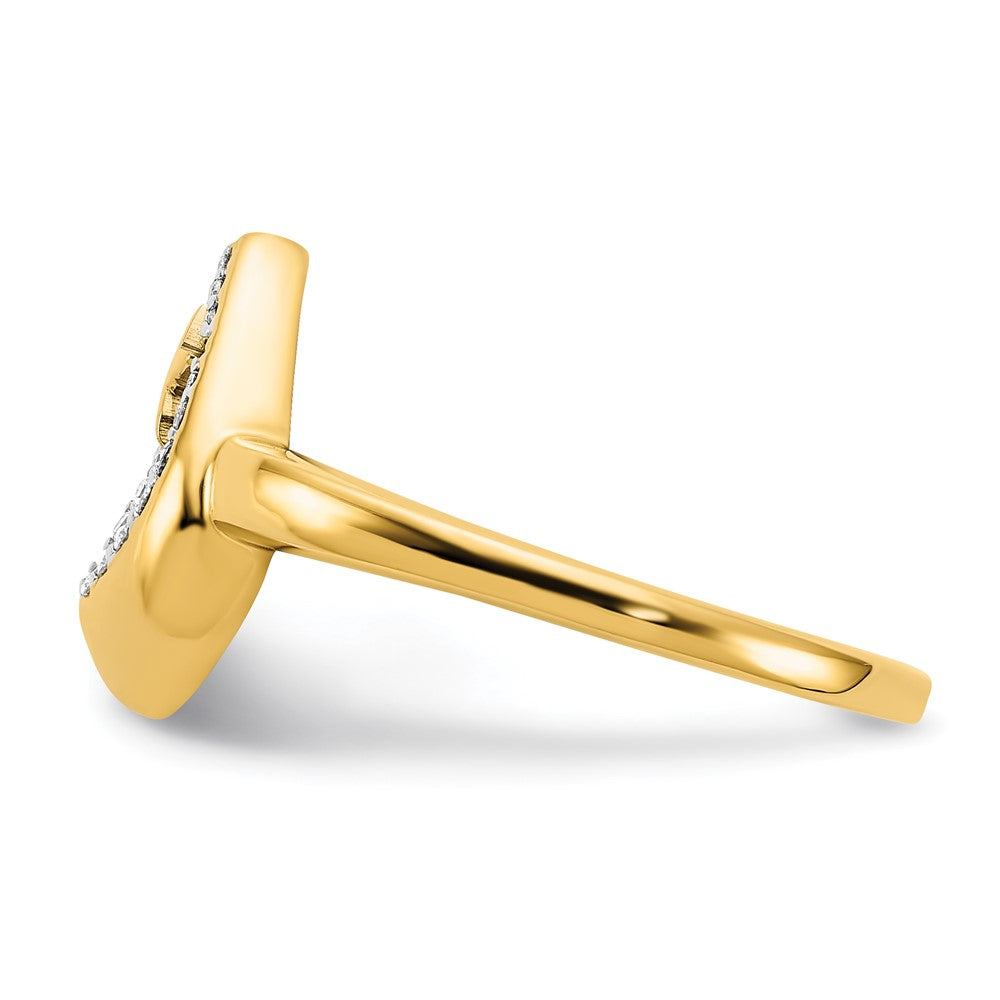 14K Gelbgold Ring poliert, Tropfen mit Stern, echten Diamanten