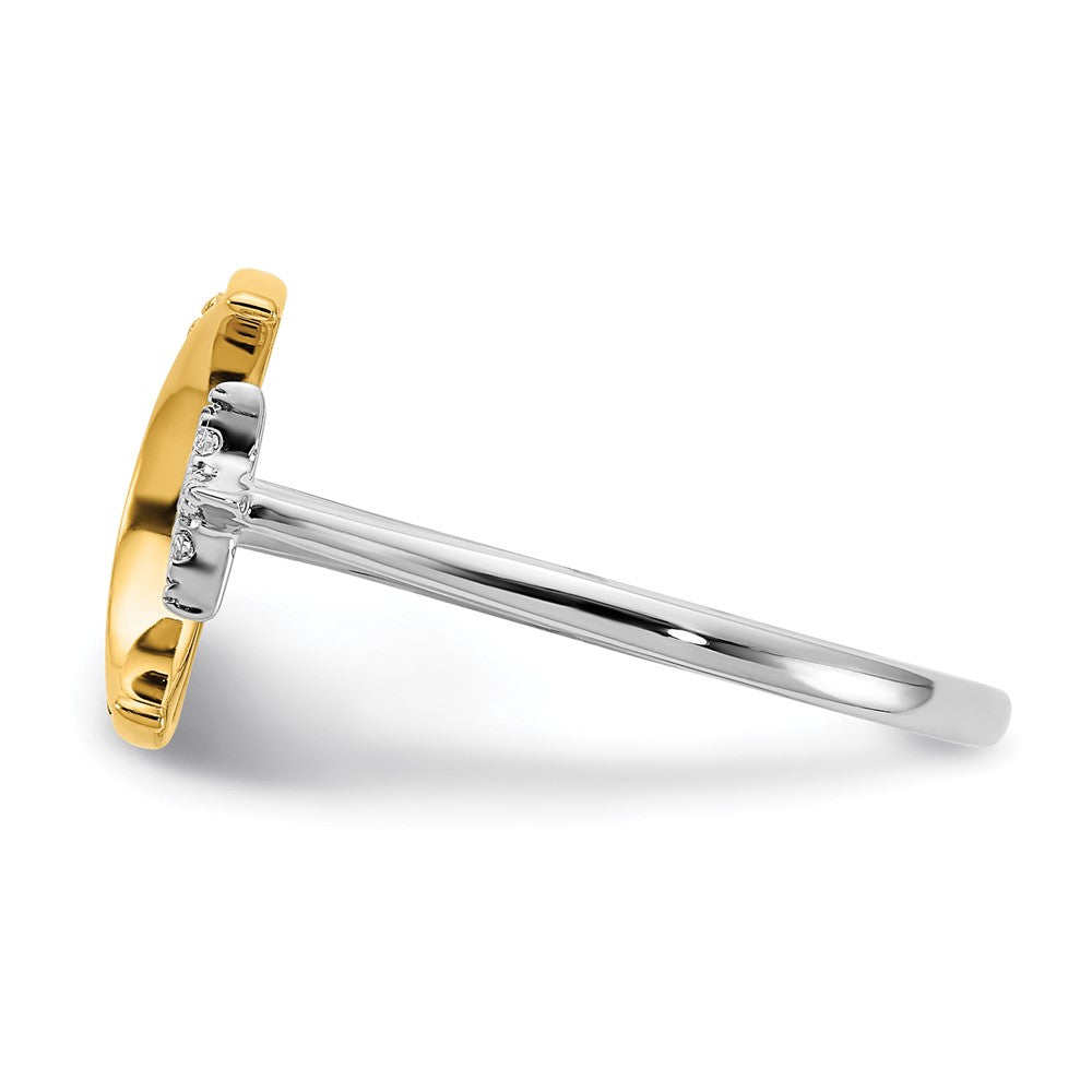 14K Bicolor Gold Ring mit echtem Diamant-Mond und Stern