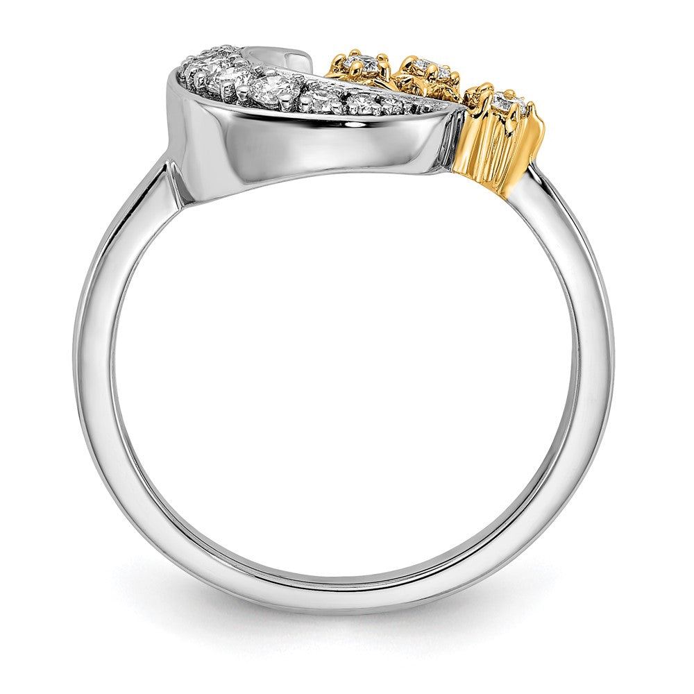 14K Bicolor Gold Ring mit echtem Diamant-Mond und 3 Sternen