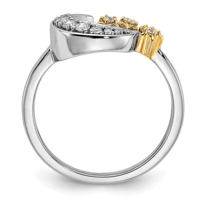 14K Bicolor Gold Ring mit echtem Diamant-Mond und 3 Sternen