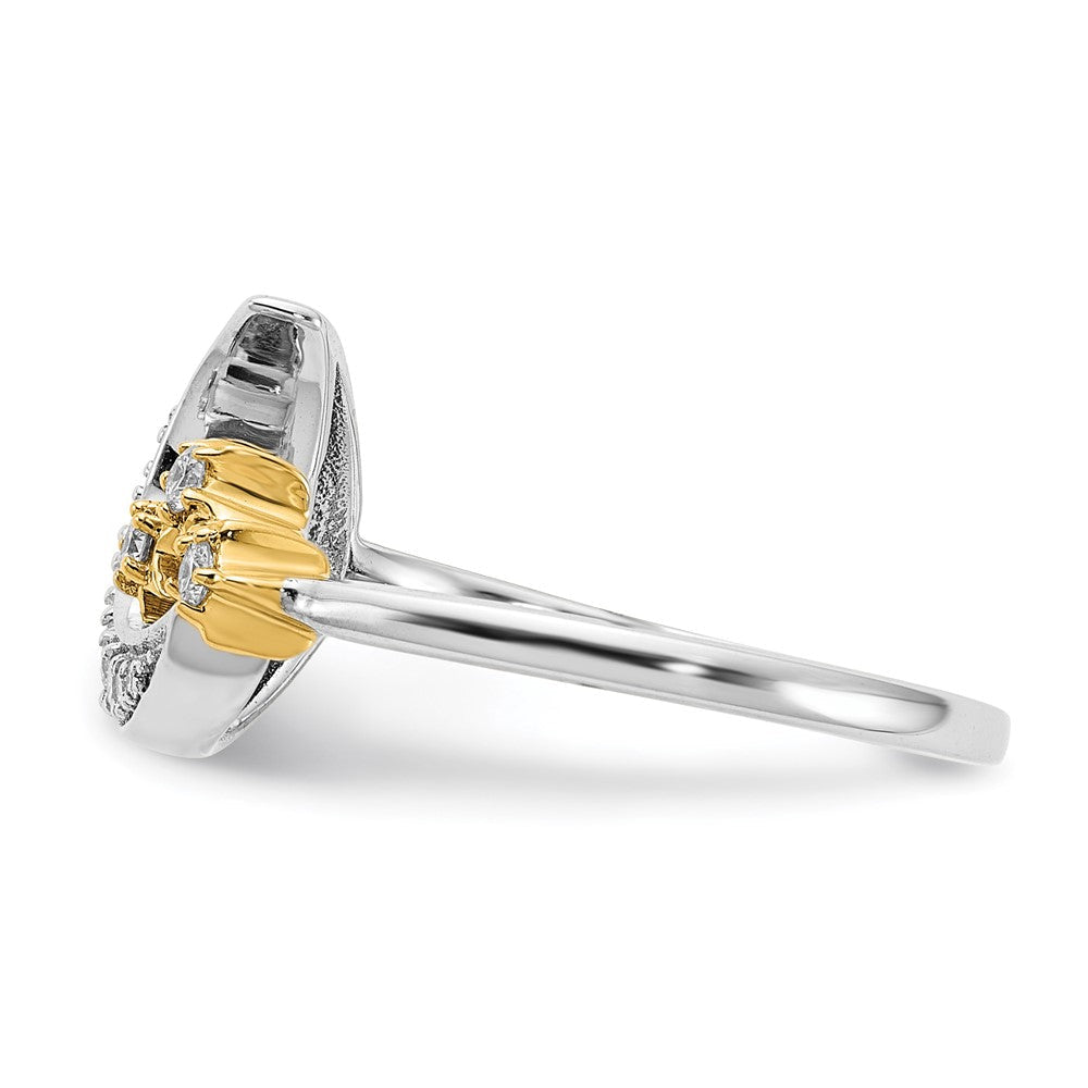 14K Bicolor Gold Ring mit echtem Diamant-Mond und 3 Sternen