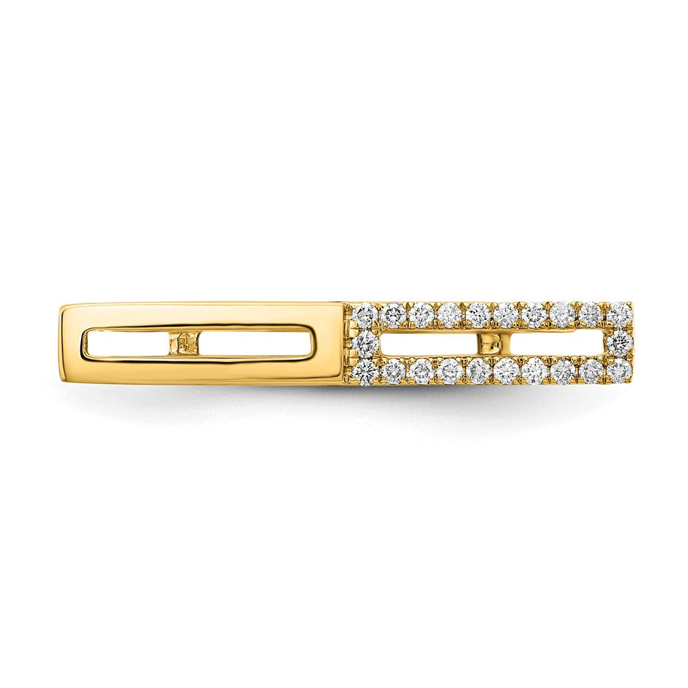 14K Gelbgold Polierter Ring mit zwei Rechtecken und Diamantstab, echt
