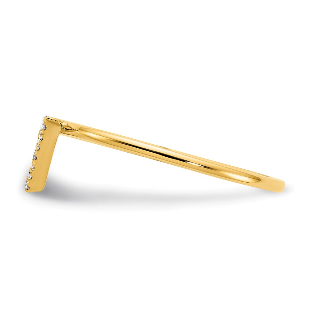 14K Gelbgold Ring mit poliertem echten Diamant-Dreieck