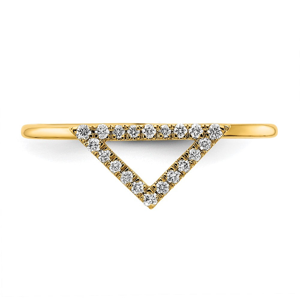 14K Gelbgold Ring mit poliertem echten Diamant-Dreieck