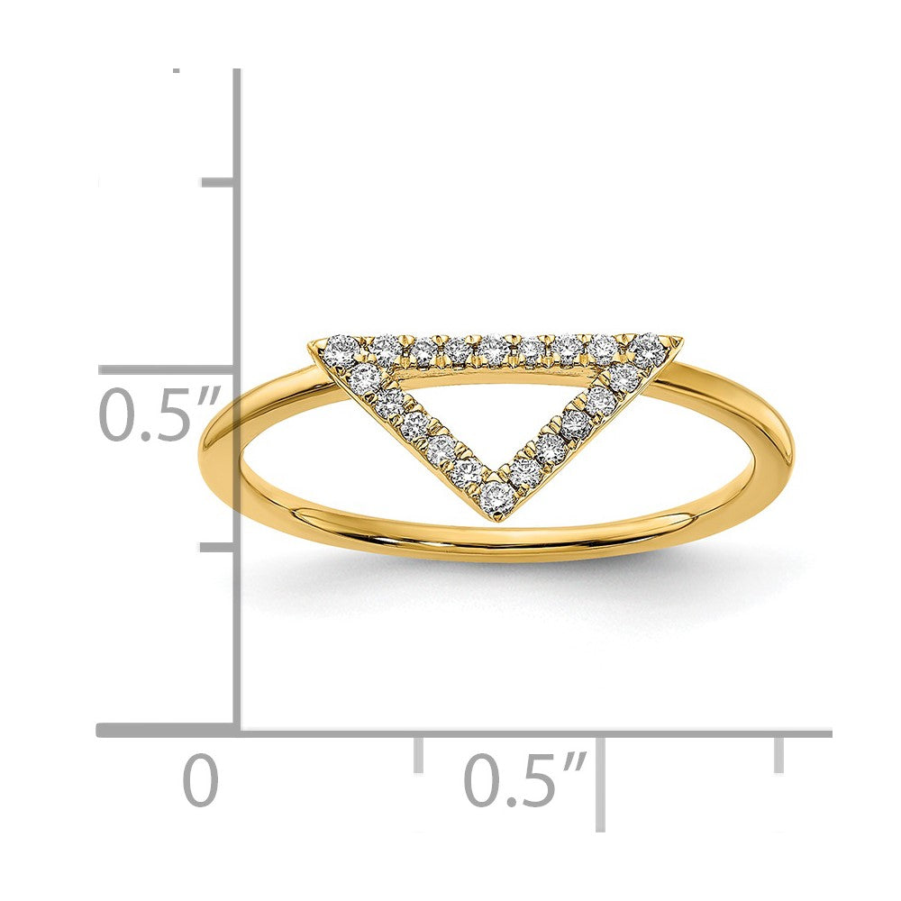 14K Gelbgold Ring mit poliertem echten Diamant-Dreieck