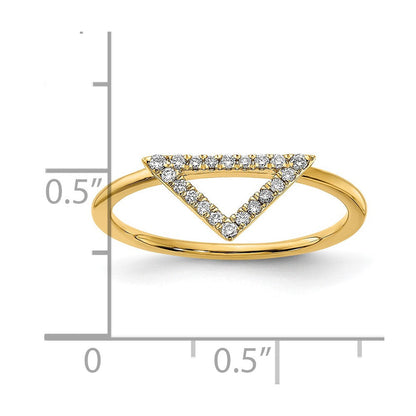 14K Gelbgold Ring mit poliertem echten Diamant-Dreieck