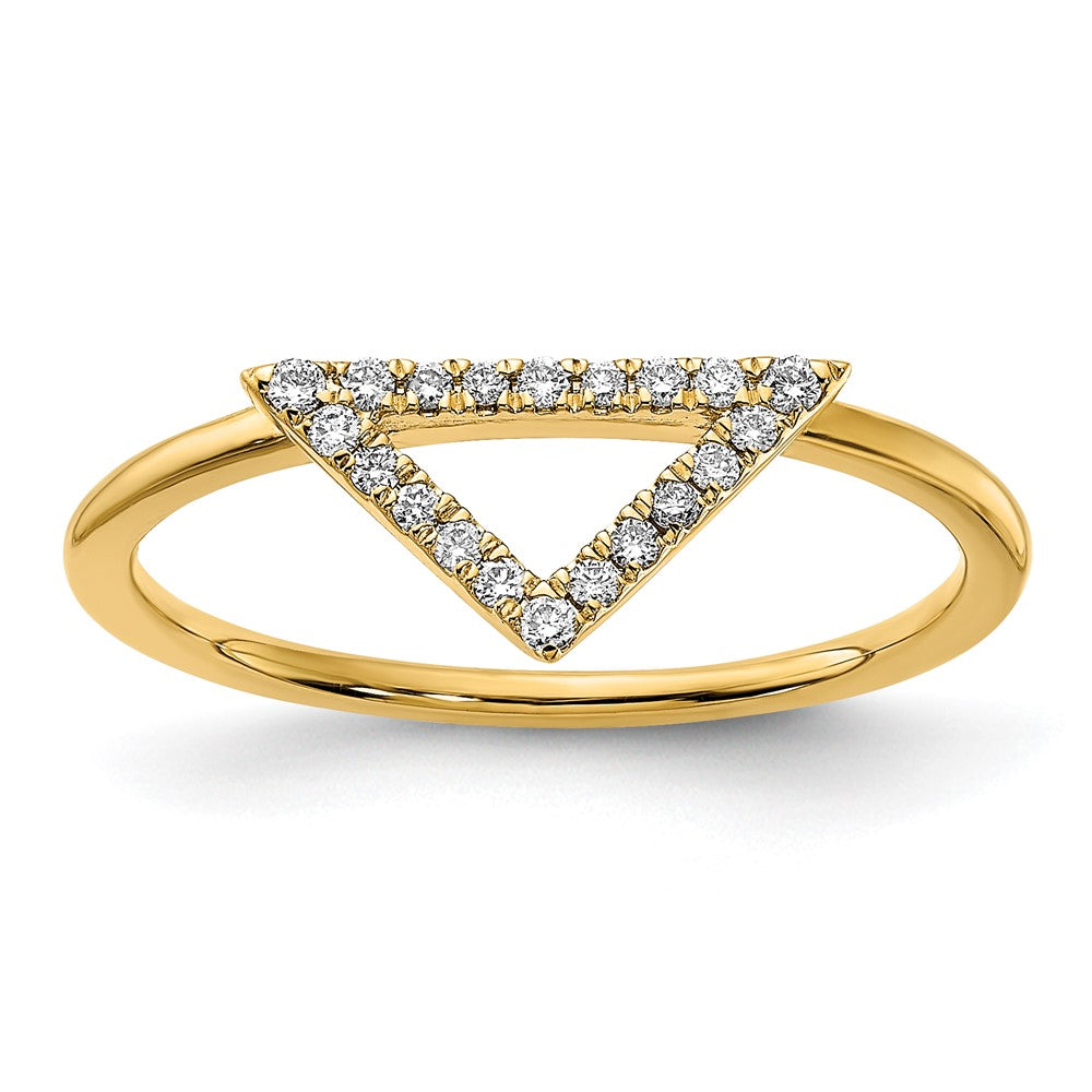 14K Gelbgold Ring mit poliertem echten Diamant-Dreieck
