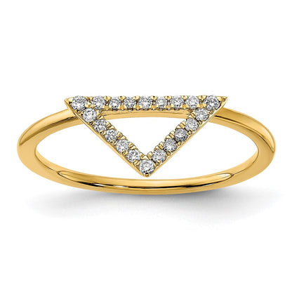 14K Gelbgold Ring mit poliertem echten Diamant-Dreieck